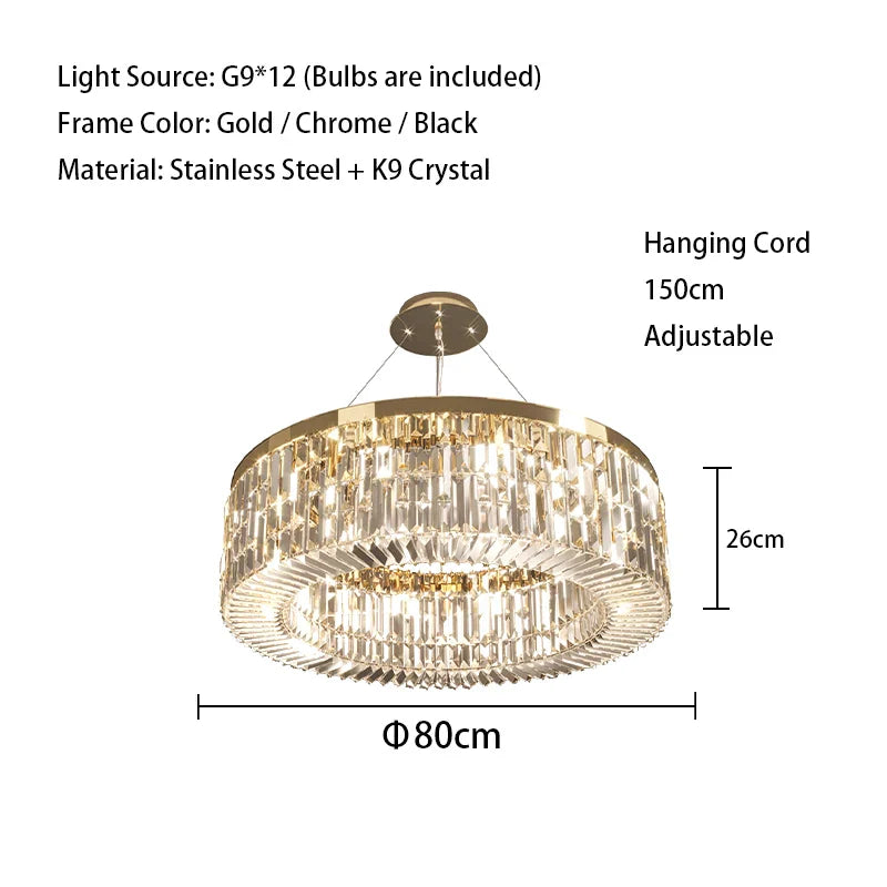 Afralia™ Modern LED Crystal Ceiling Chandelier Golden Lustres for Living Room