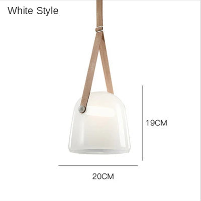 Afralia™ Nordic Glass Hanging Leather Pendant Light for Kitchen Living Room Bedroom Decor