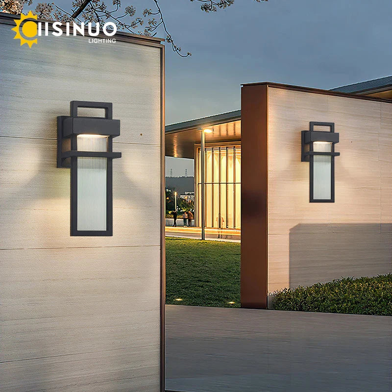 Afralia™ Matte Black LED Outdoor Wall Sconce for Garage Garden and Entryway