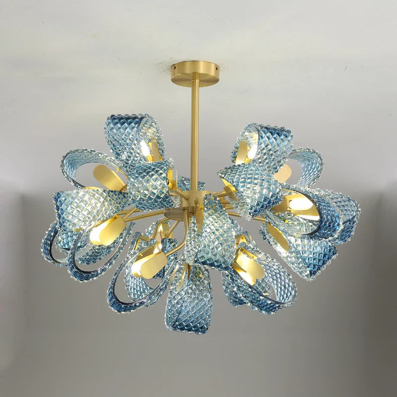 Afralia™ Blue Queen Crystal Glass Chandelier for Staircase Lighting
