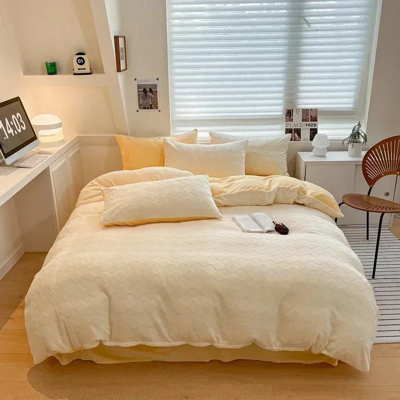 Afralia™ Cozy Milk Fleece Winter Bedding Set - High Density & Skin Friendly
