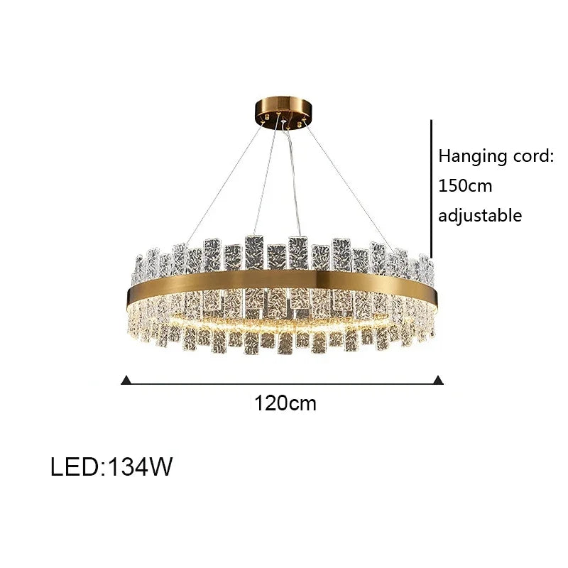 Afralia™ Glass Ceiling Chandelier: Modern LED Ice Block Round Pendant Light for Home Decor