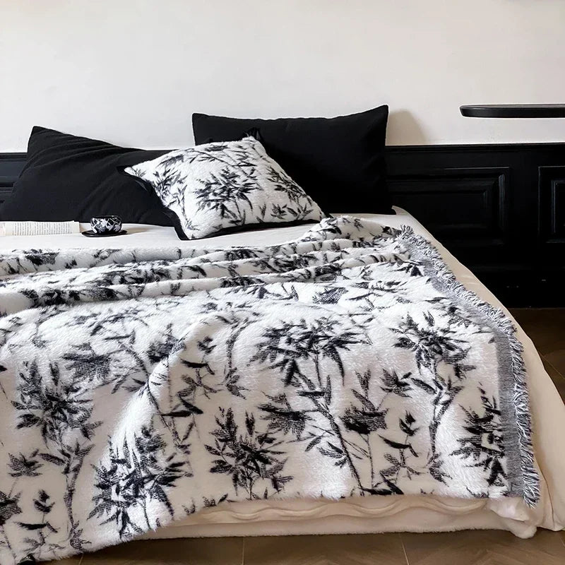 Afralia™ Butterfly Jacquard Imitation Mink Fur Warm Blanket