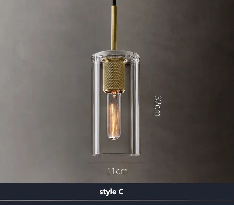 Afralia™ Clear Glass LED Pendant Light Gold Metal ChandelierMarshalAsLED Hanging Lamp