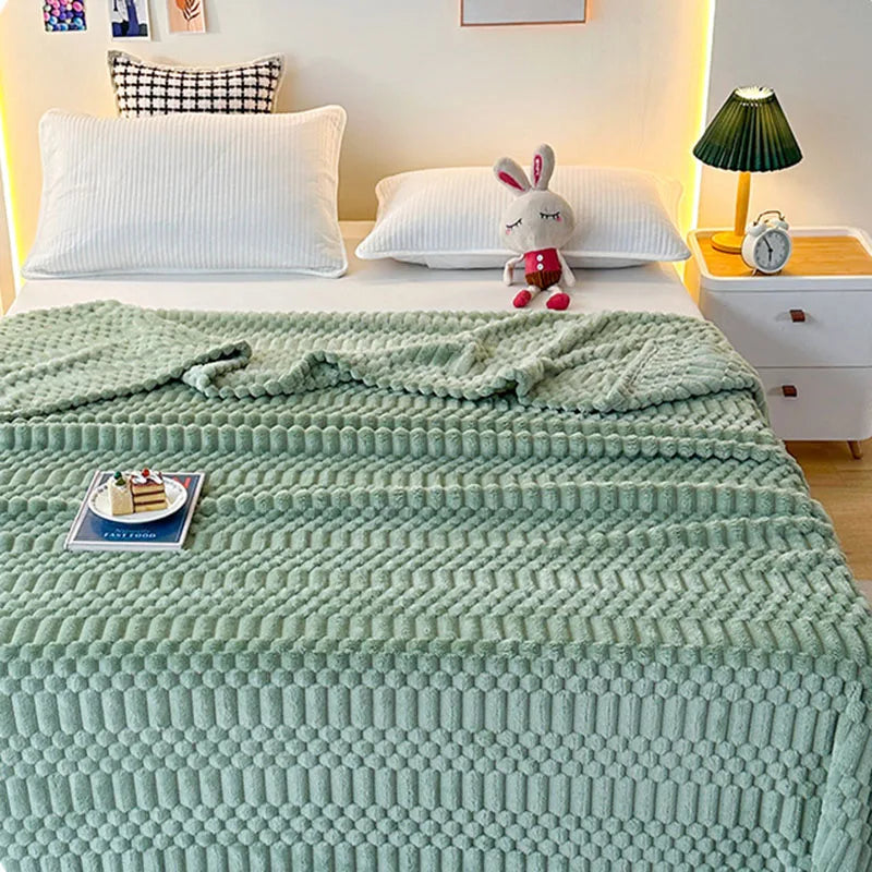 Afralia™ Flannel Sofa Cover Blanket | Soft Nordic Style for Single Double Beds