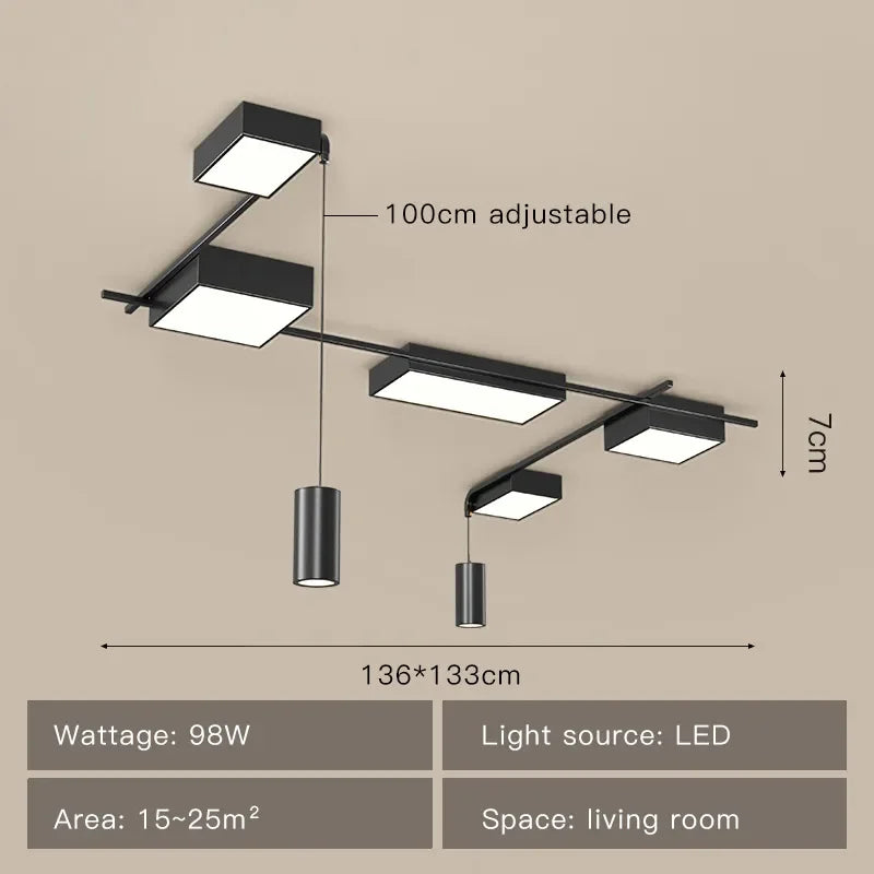 Afralia™ Modern Black LED Ceiling Chandelier for Living Room Bedroom Hallway