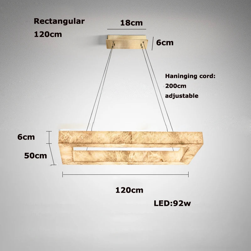 Afralia™ Dimmable LED Gold Chrome Marble Alabaster Chandelier Pendant Light for Dining Room