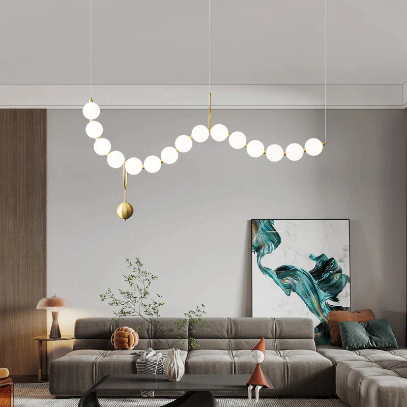 Afralia™ White Acrylic Ball Chandelier: Elegant Lighting for Bedroom, Living Room, Dining Area