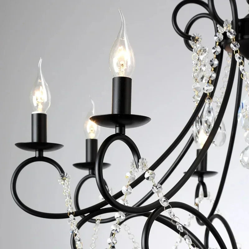 Iron Crystal Chandelier by Afralia™ - Modern Industrial Luxury for Home Living Room