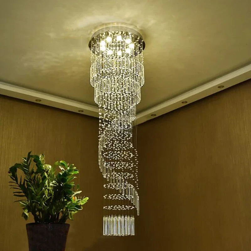 Afralia™ Luxury Crystal Spiral Staircase Chandelier