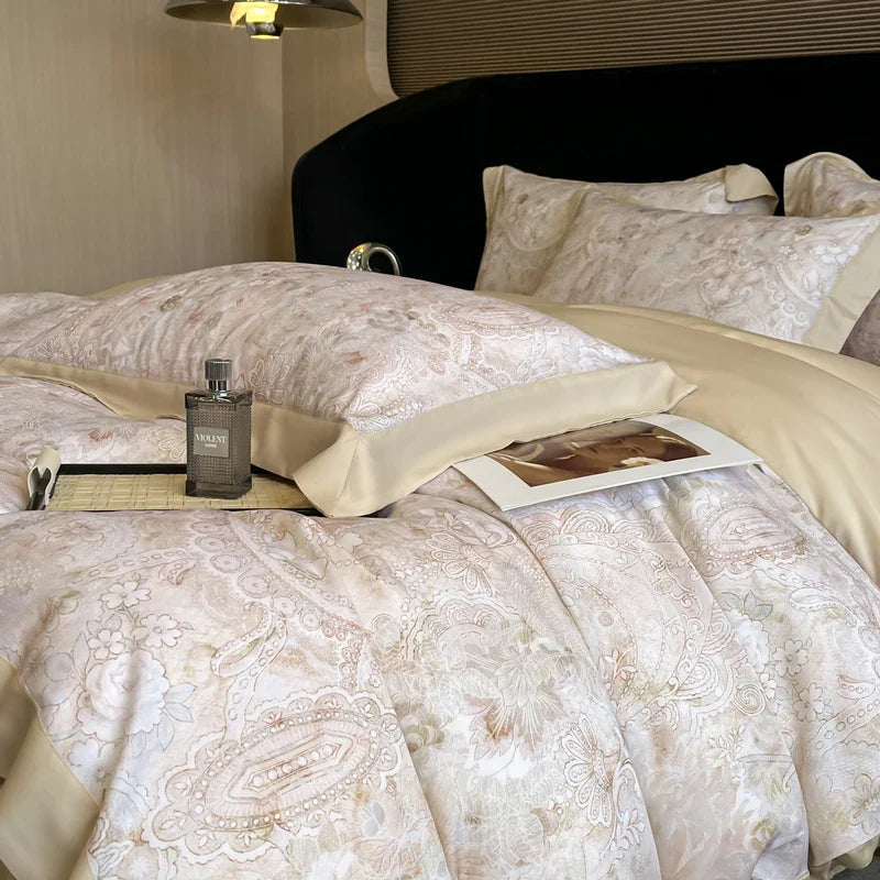 Afralia™ Eucalyptus Fiber Flowers Bedding Set: Duvet Cover, Bed Sheet, Pillowcase - 4Pcs