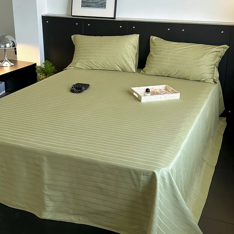 Afralia™ Soft Jacquard Satin Cotton Bed Sheet Single Bedsheet Smooth Cozy Cover