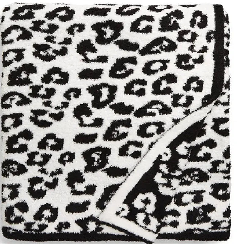 Afralia™ Leopard Print Knitted Fleece Blanket: Super Soft & Lightweight for Sofa Nap