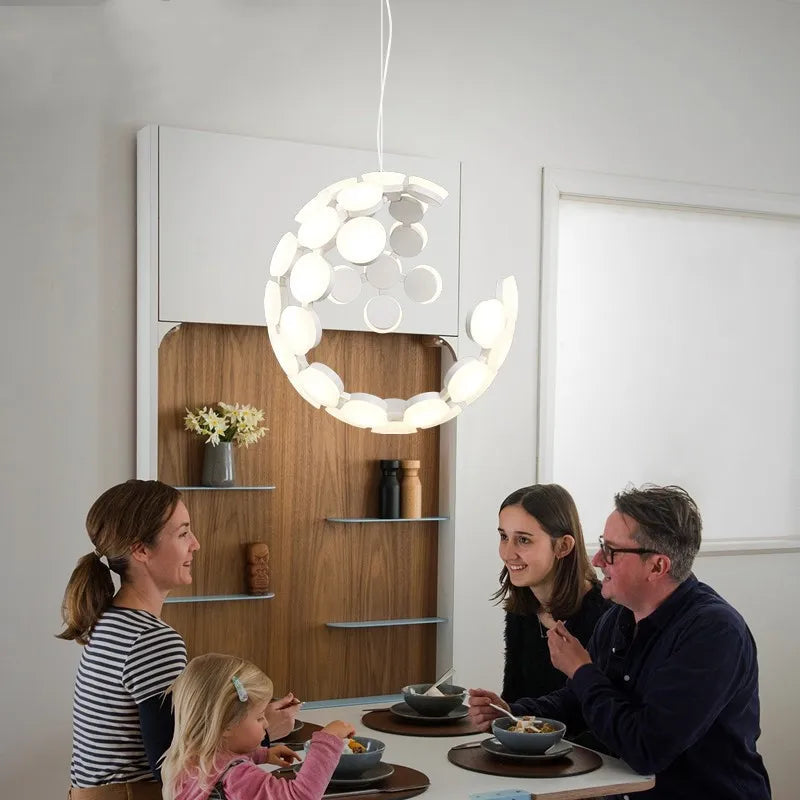 Afralia™ Nordic Moon Pendant Lamp Modern Chandelier for Home Decor LED Luminaire