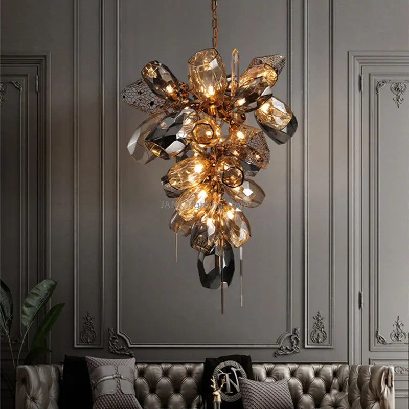 Afralia™ Modern Luxury LED Stainless Steel Crystal Chandelier Pendant Lights for Living Room and Bedroom