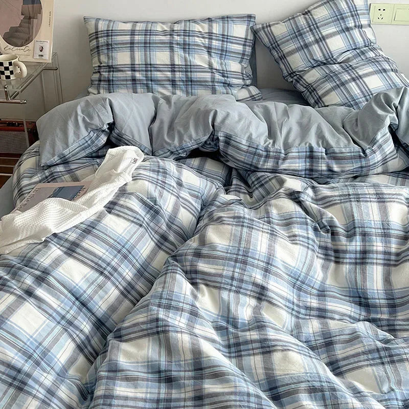 Afralia™ Japanese Style Cotton Printed 4Pcs Bedding Set with Double-Sided Design