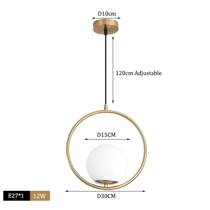 Afralia™ Glass Ball Pendant Lights LED Kitchen Living Room Suspension Luminaire