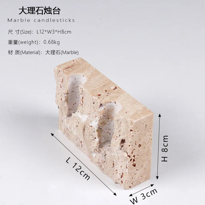 Afralia™ Travertine Stone Marble Candle Holder for Elegant Table Centerpiece