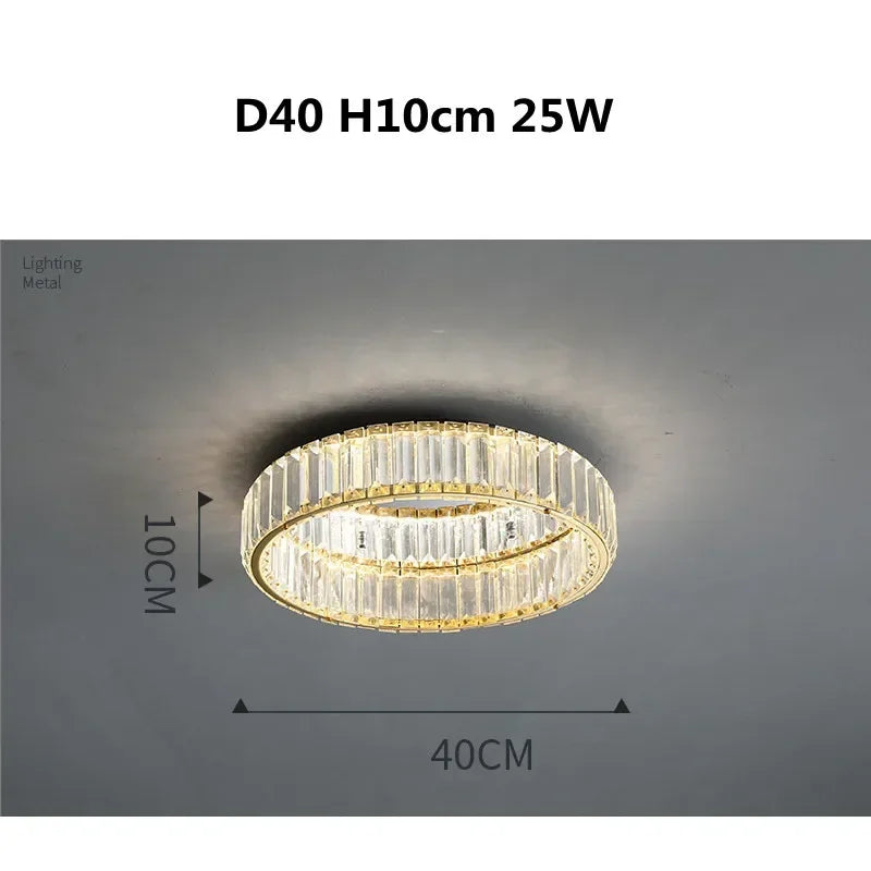 Afralia™ Gold Steel LED Dimmable Ceiling Lights Luxury Crystal Fixture