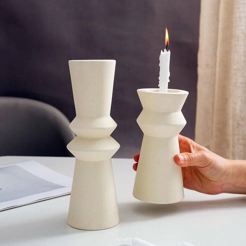 Afralia™ Nordic Ceramic Candlestick Home Decor Candle Holder Wedding Living Room