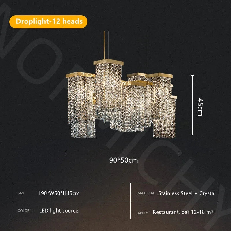 Afralia™ Modern Luxury Crystal Pendant Chandelier for Dining Room and Kitchen