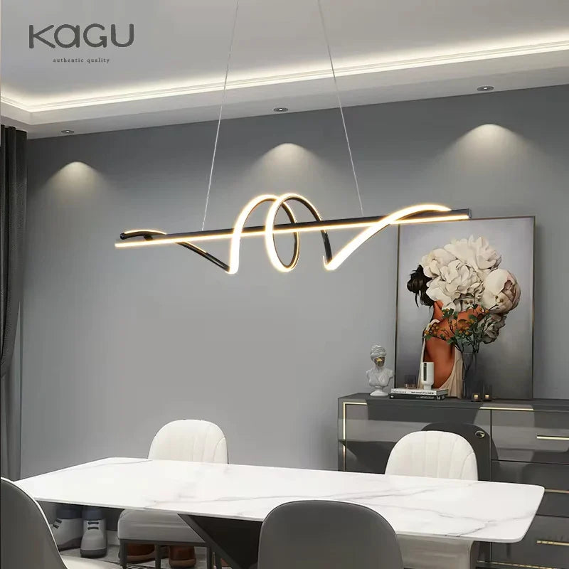 Afralia™ Modern Black LED Pendant Lights for Living Room, Dining Table, Kitchen, Office and Ceiling