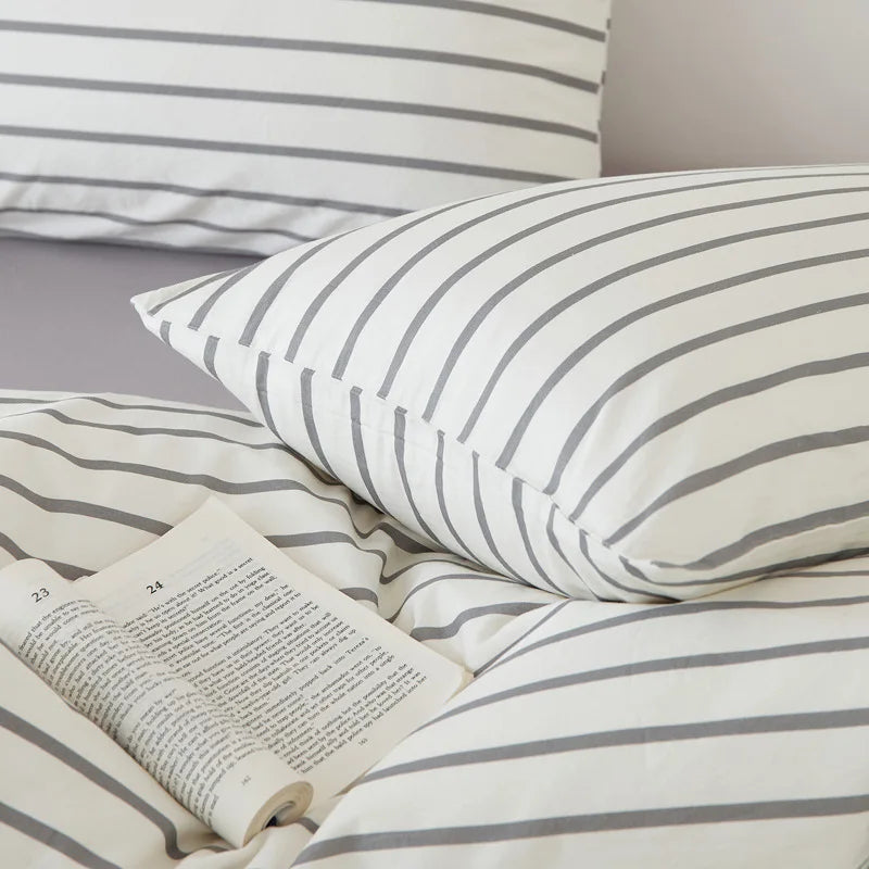 Afralia™ Nordic Cotton Solid Bedding Set Single Queen Size Quilt Set Luxurious & Skin-Friendly