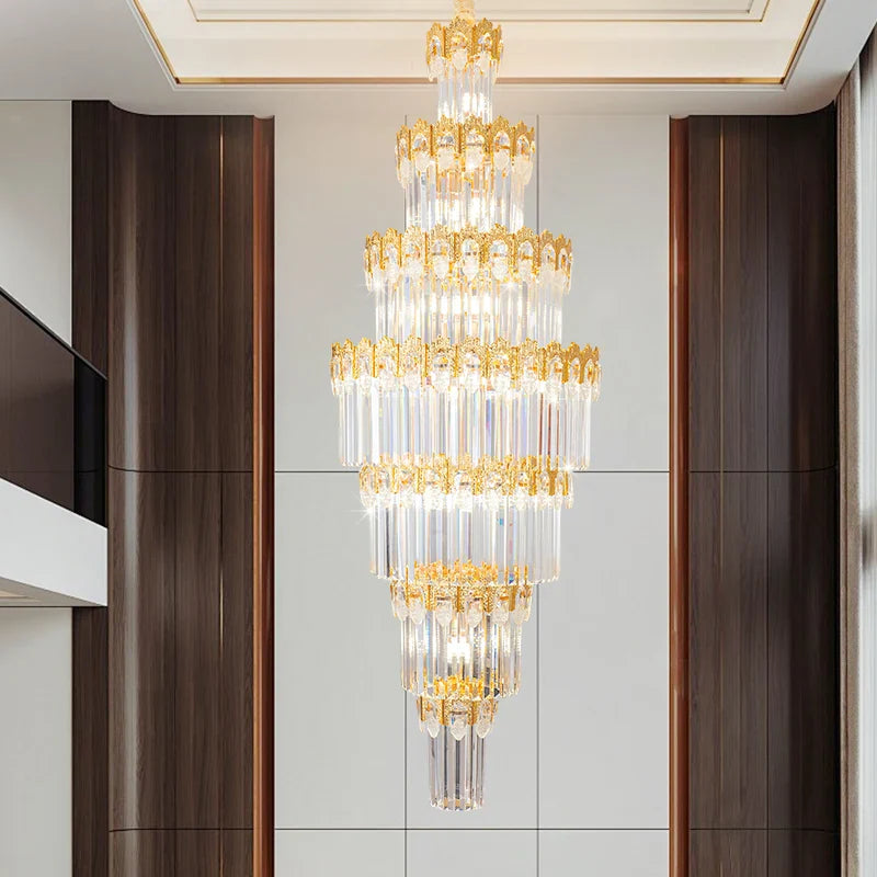 Afralia™ Crystal Staircase Chandelier: Luxurious European Style for Villa Living
