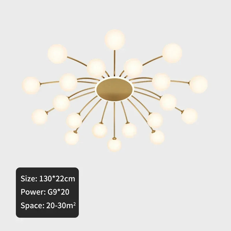 Afralia™ Ball Glass Ceiling Light in Gold for Living Room, Dining, Bedroom by Afralia™