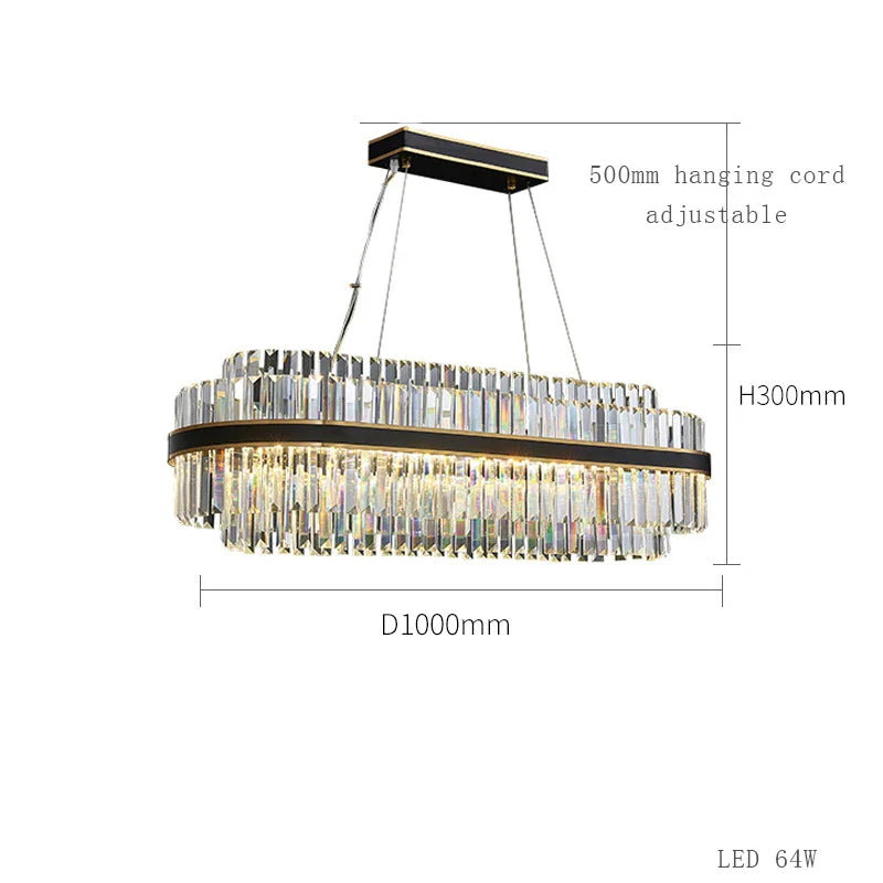 Afralia™ Black LED Crystal Chandelier for Dining Room Luxury Design