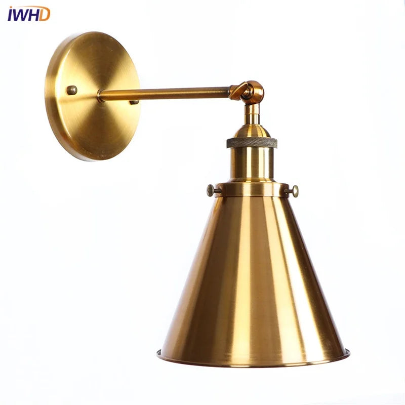 Afralia™ Vintage Industrial Gold Wall Lamp for Restaurant Coffee Bar Stair Bedroom Loft