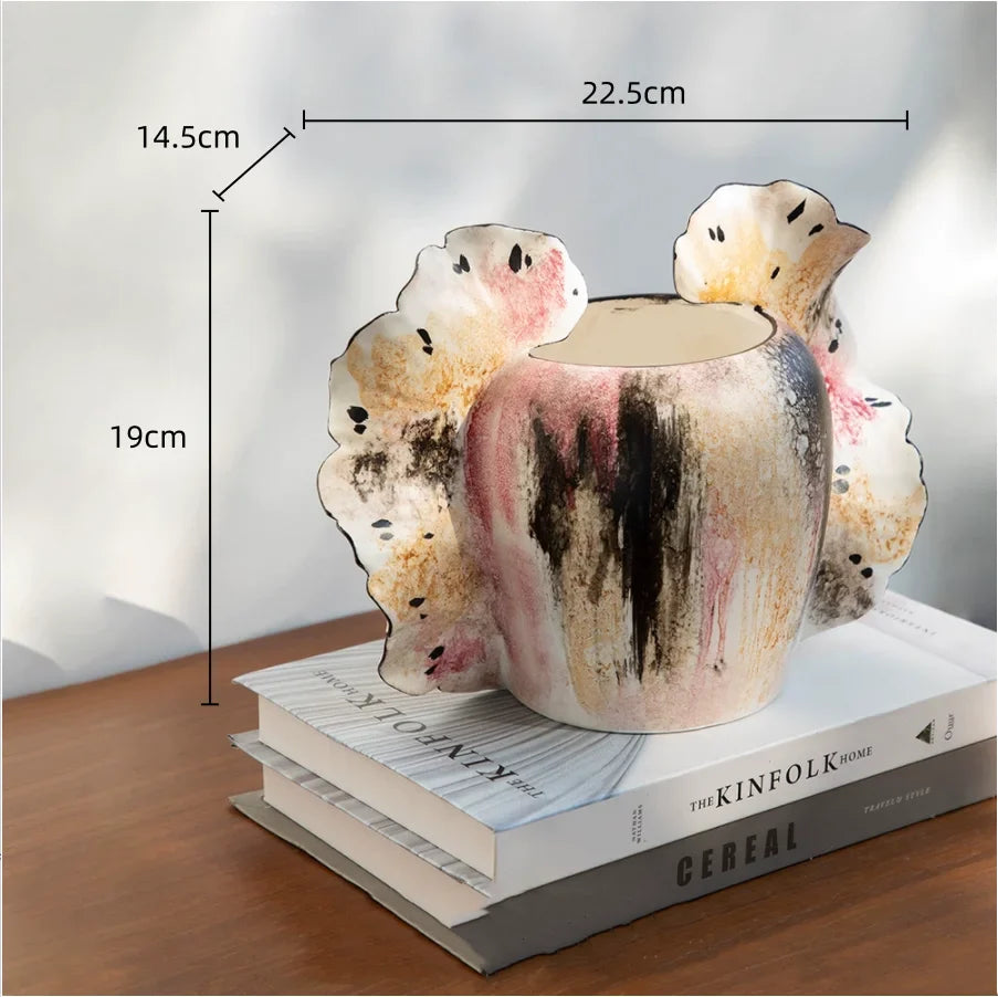 Afralia™ Wavy Wings Hand-painted Ceramic Vases: Unique Floral Decor & Home Accessory