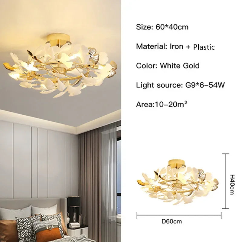 Afralia™ Ginkgo Leaf Pendant Chandelier for Nordic Romantic Living Room Decor