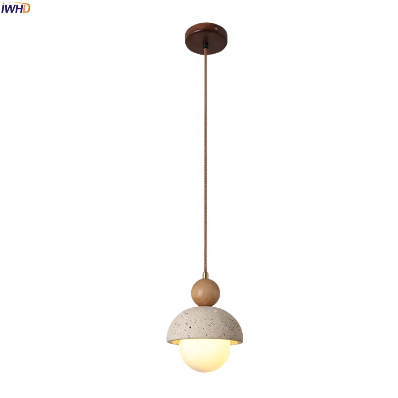 Afralia™ Yellow Travertine LED Pendant Light for Modern Home Decor