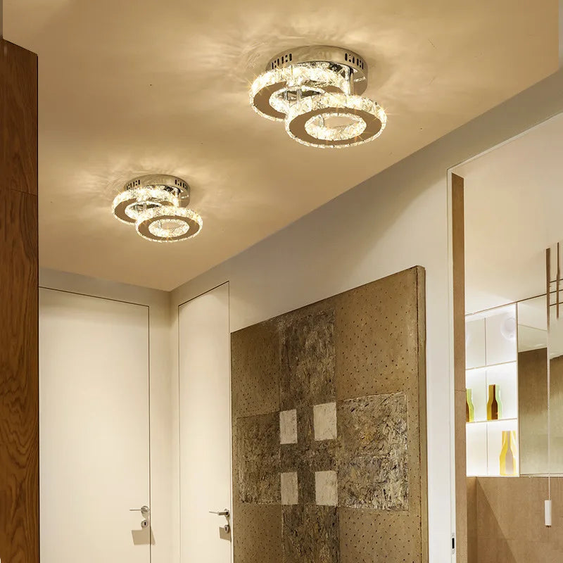 Afralia™ Crystal LED Ceiling Lamps Modern Chandeliers for Home Room Decor