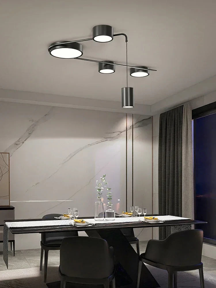 Afralia™ Modern LED Chandeliers Black Indoor Lighting for Living Dining Study Bedroom Hall Kitchen