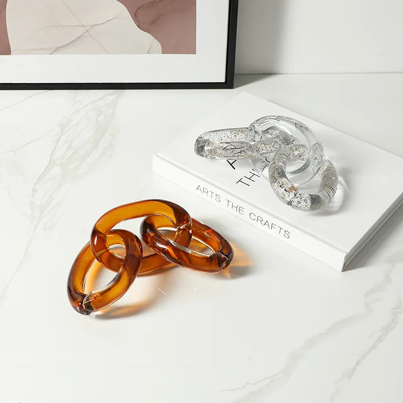 Afralia™ Colorful Geometric Ring Decor - Glass Handicrafts Home Accessories