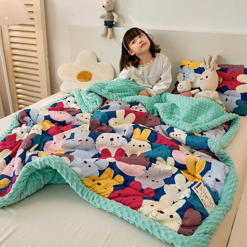 Afralia™ Cotton Floral Double Quilt | Retro Soothe Doudou Bedding Blanket