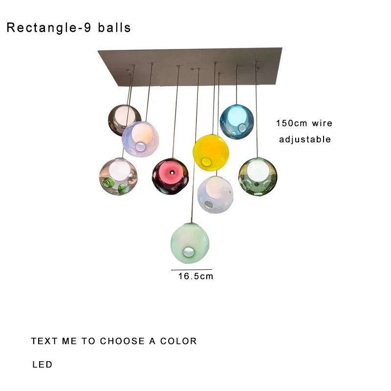 Afralia™ Glaze Glass Pendant Lights 16PCS LED Dimmable Hanging Lamp Vintage Sputnik