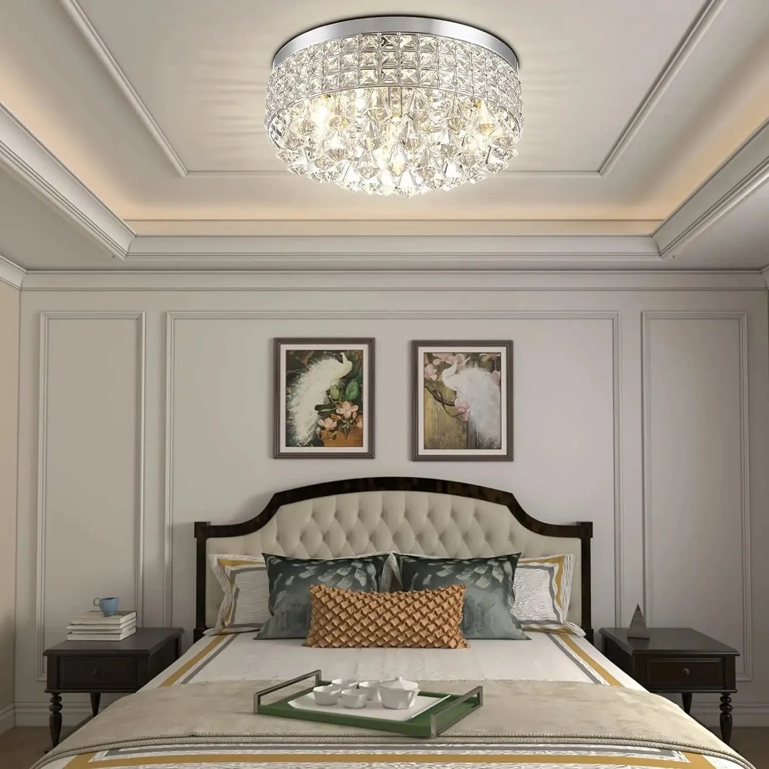 Afralia™ Modern Drum Crystal Chandelier Light Fixture for Home Décor