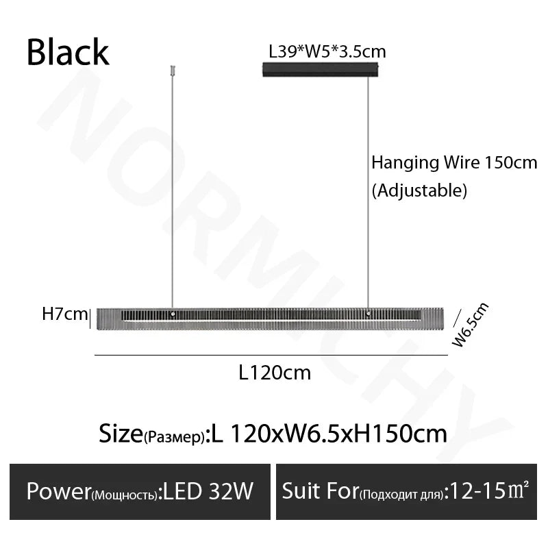 Afralia™ Modern Black Linear Glass Pendant Lamp