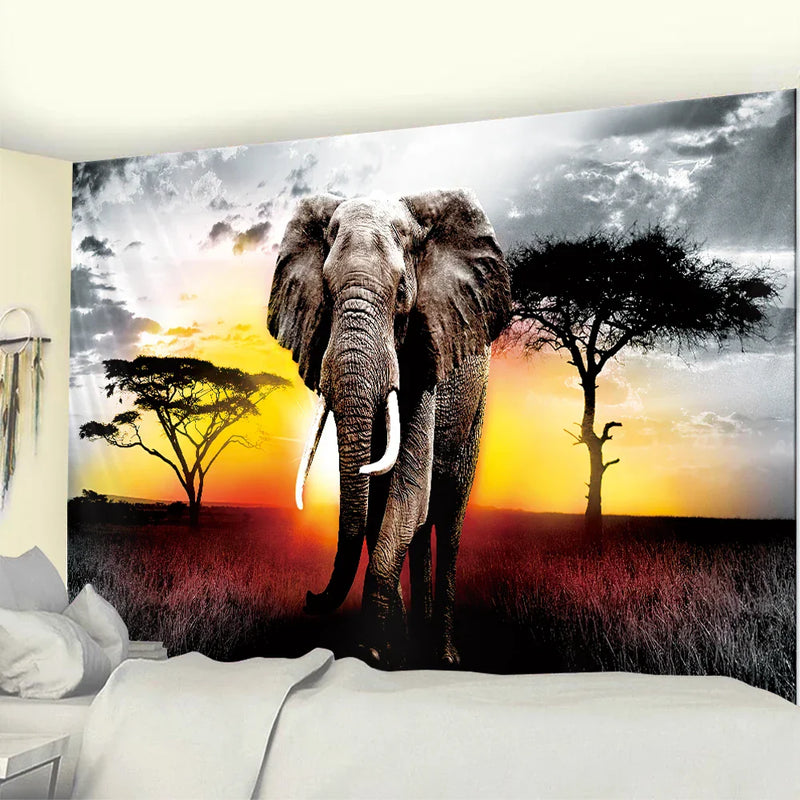 Afralia™ Boho Elephant Mandala Tapestry Wall Hanging for Home Decor