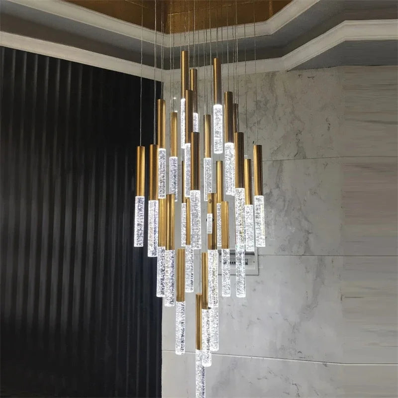 Afralia™ Crystal LED Chandelier: Stylish Lighting for Staircase & Living Room