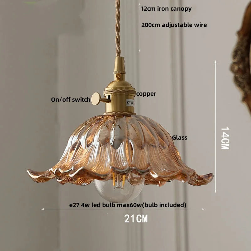 Afralia™ Green LED Pendant Light Fixture Glass Japan Style Hang Lamp