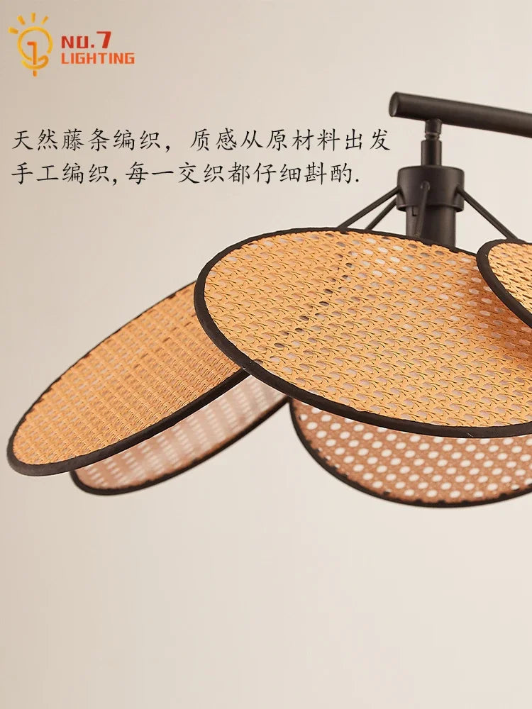 Afralia™ Wabi-sabi Rattan Weaving Petal Floor Lamp LED E27 for Living Room Villa
