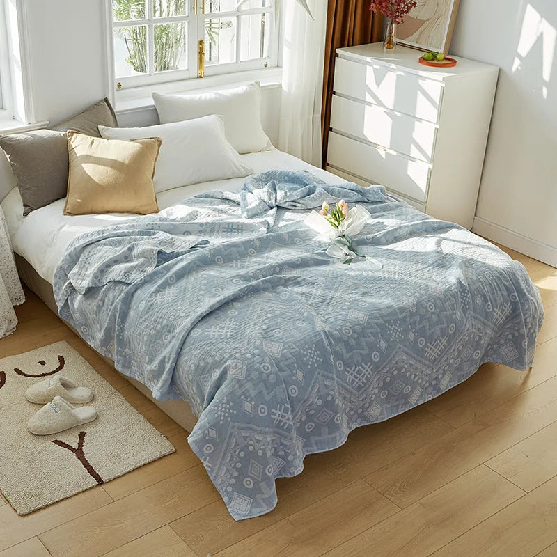 Afralia™ Nordic Cotton Gauze Throw Blanket for Sofa Bed, Boho Style Comforter Plaid