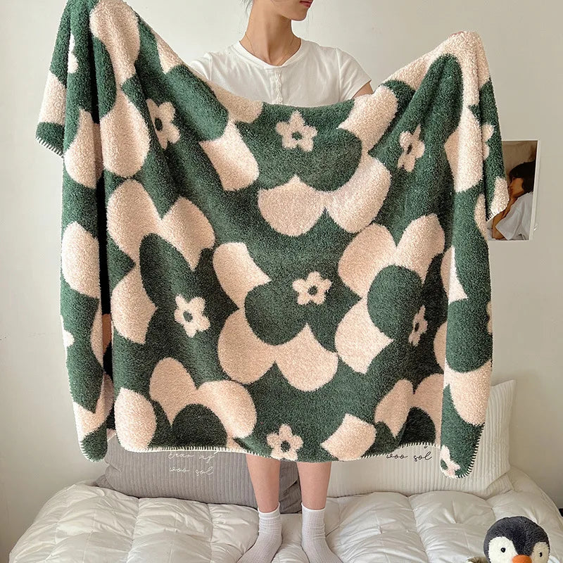 Afralia™ Boho Printed Blanket: Cozy, Multi-Functional, Half-Flannel Shawl, Single/Double Bedspread