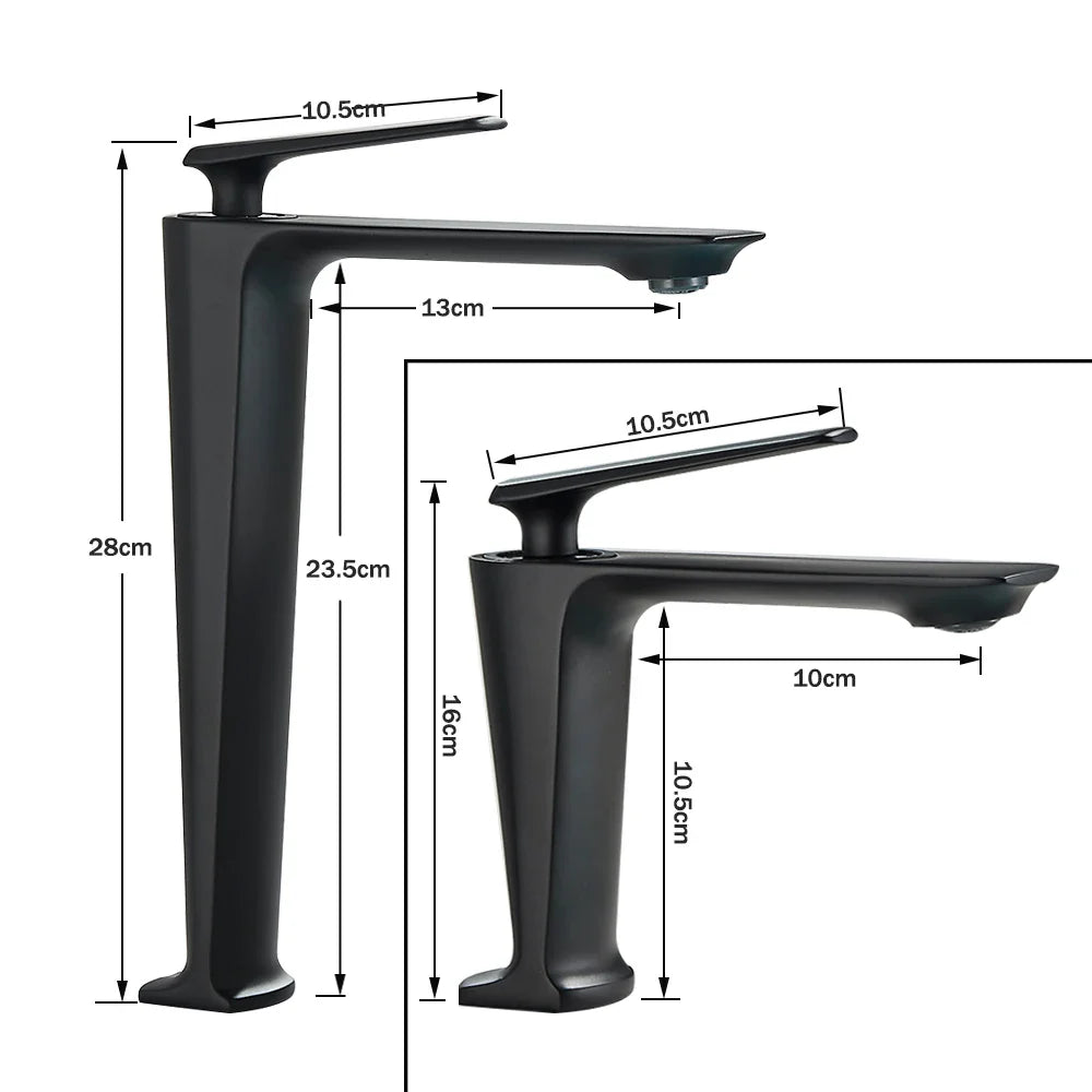 Afralia™ Matte Black Brass Basin Faucet Single Lever Bathroom Sink Mixer