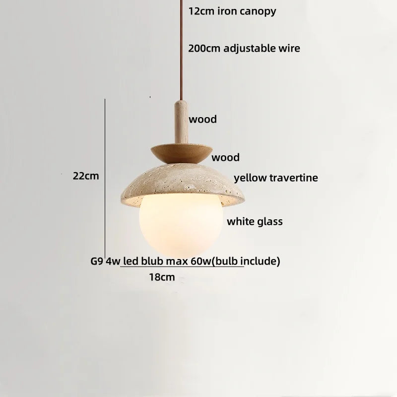 Afralia™ Yellow Travertine Stone LED Pendant Lamp - Nordic Modern Design