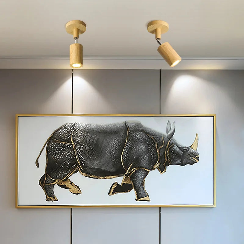 Afralia™ Modern Nordic Log Wood LED Ceiling Spotlight for Living Room Hallway